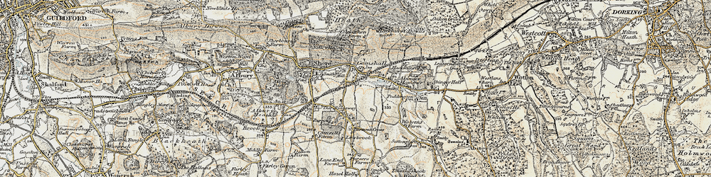 Old map of Gomshall in 1898-1909