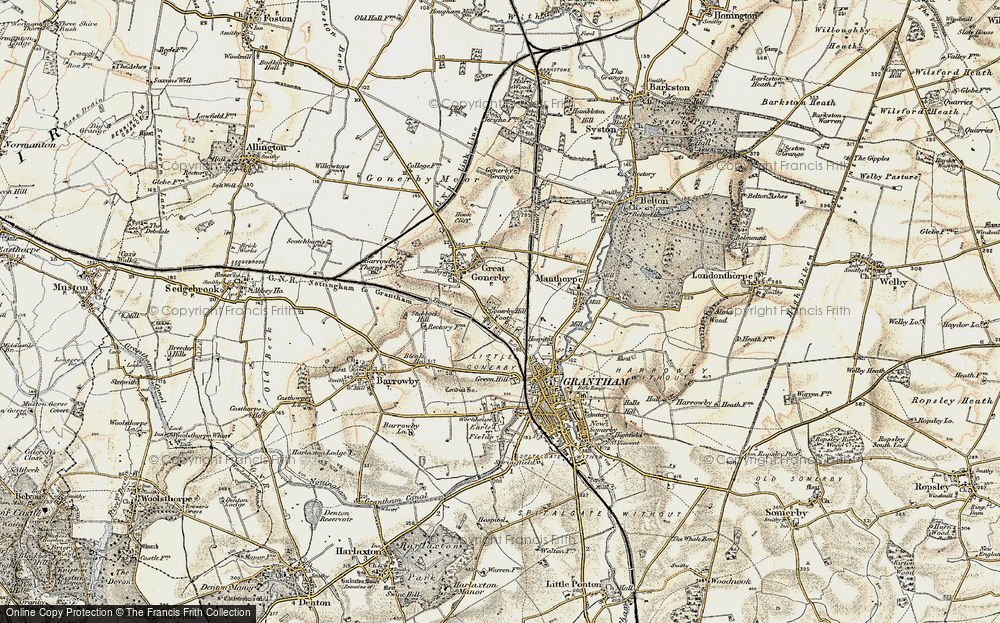 Old Map of Gonerby Hill Foot, 1902-1903 in 1902-1903