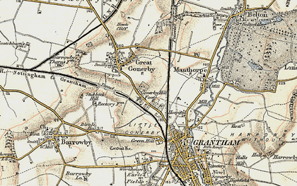 Old map of Gonerby Hill Foot in 1902-1903