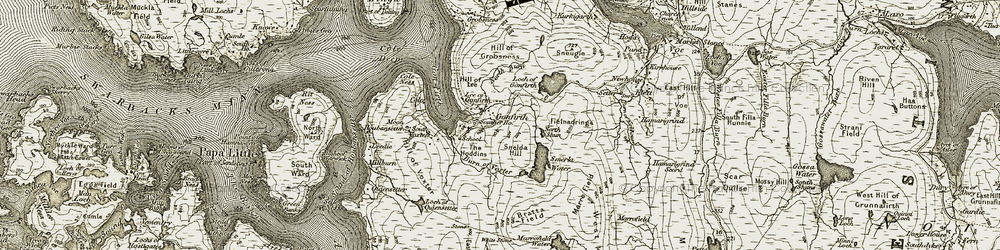 Old map of Burn of Voxter in 1911-1912