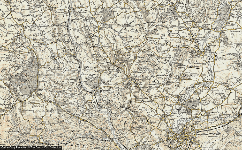 Old Map of Historic Map covering Bellman's Cross in 1901-1902