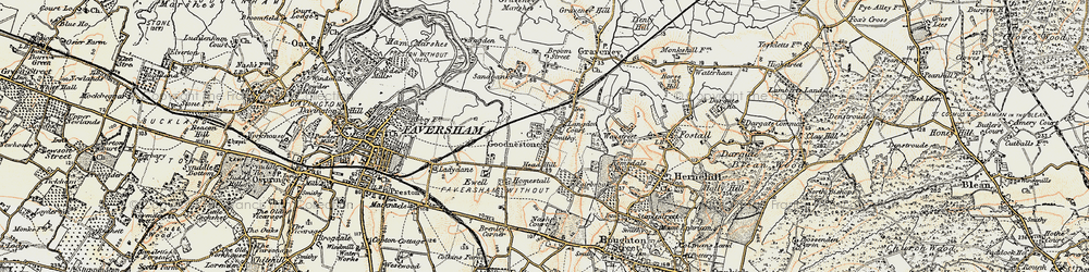 Old map of Goodnestone in 1897-1898