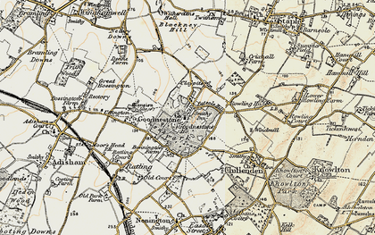 Old map of Goodnestone in 1898-1899