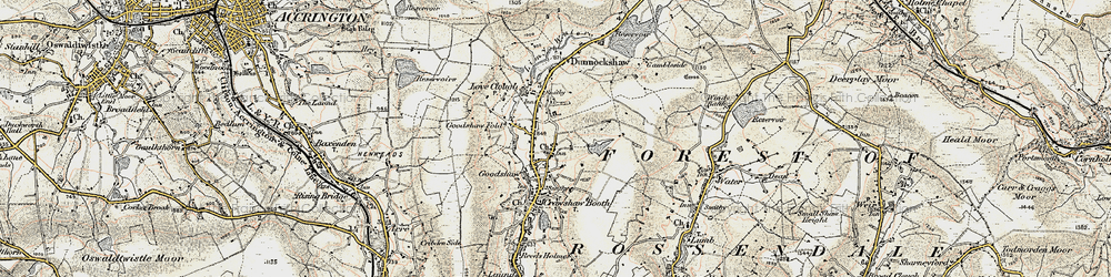 Old map of Goodshaw Chapel in 1903