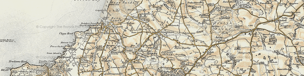 Old map of Goonhavern in 1900