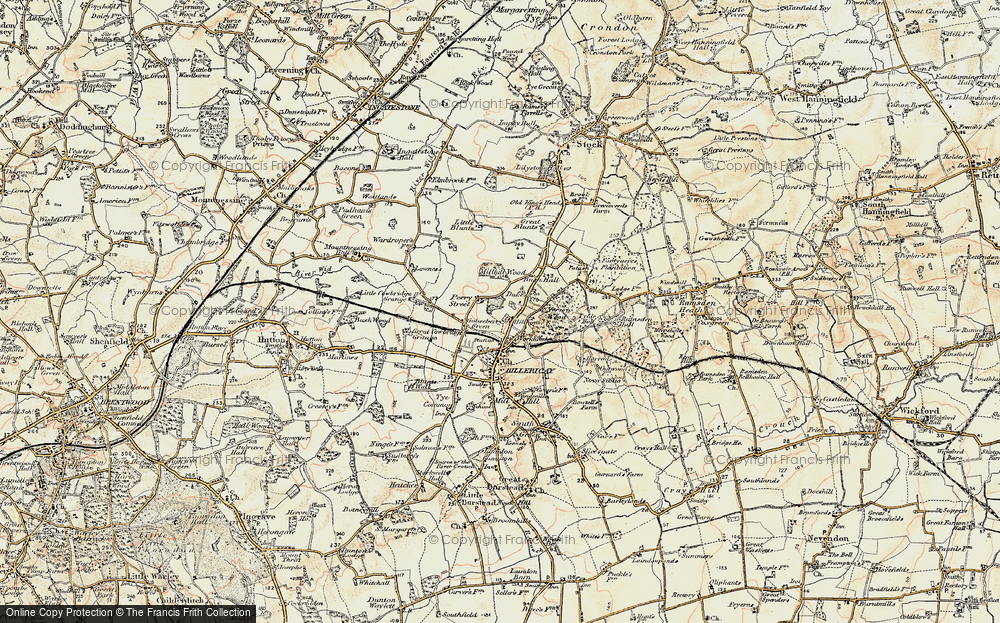 Old Map of Historic Map covering Norsey Wood (Nature Reserve) in 1898