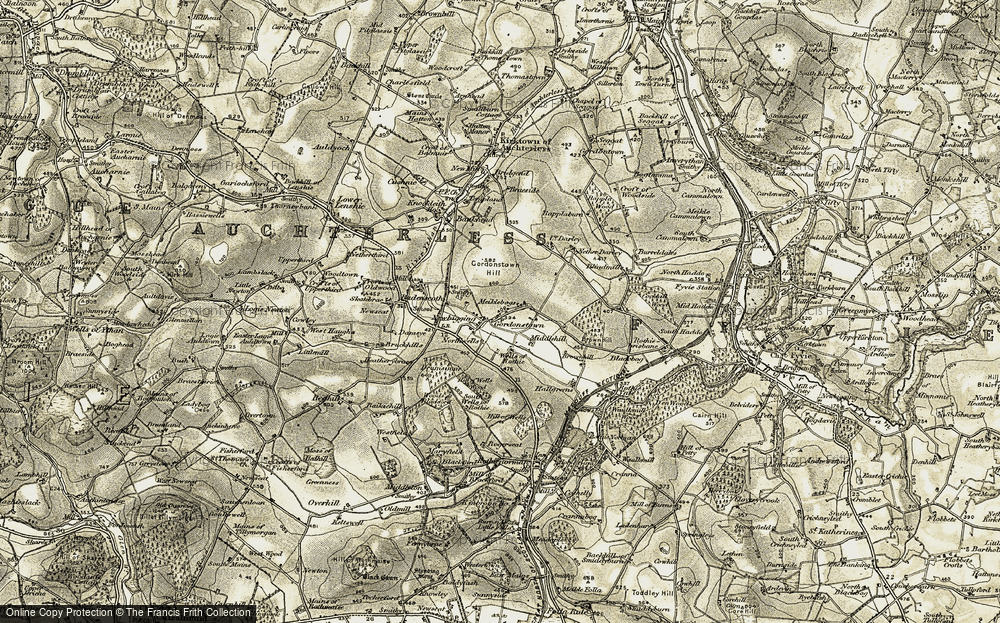 Old Map of Historic Map covering Blindmills in 1909-1910