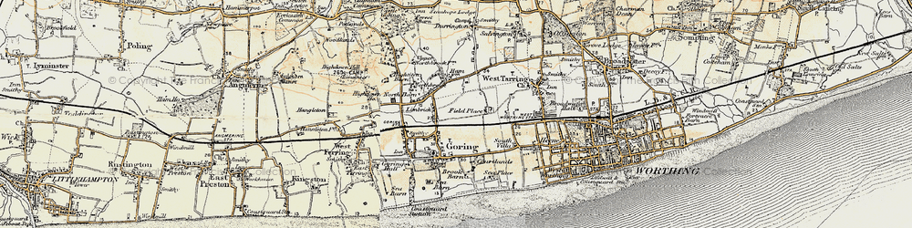 Old map of Goring-by-Sea in 1898