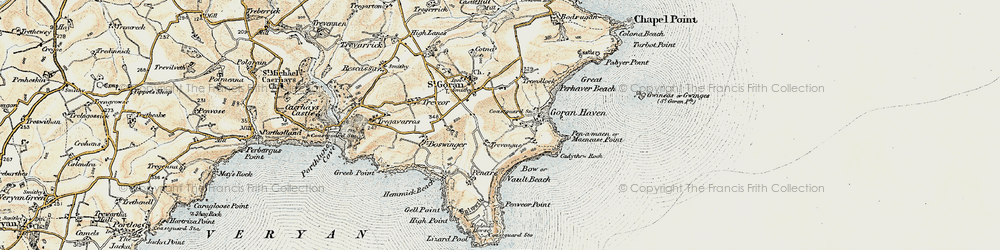 Old map of Gorran Haven in 1900