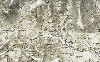 Old map of Braidlie in 1901-1904