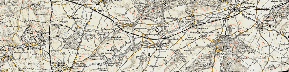 Old map of Birklands in 1902-1903