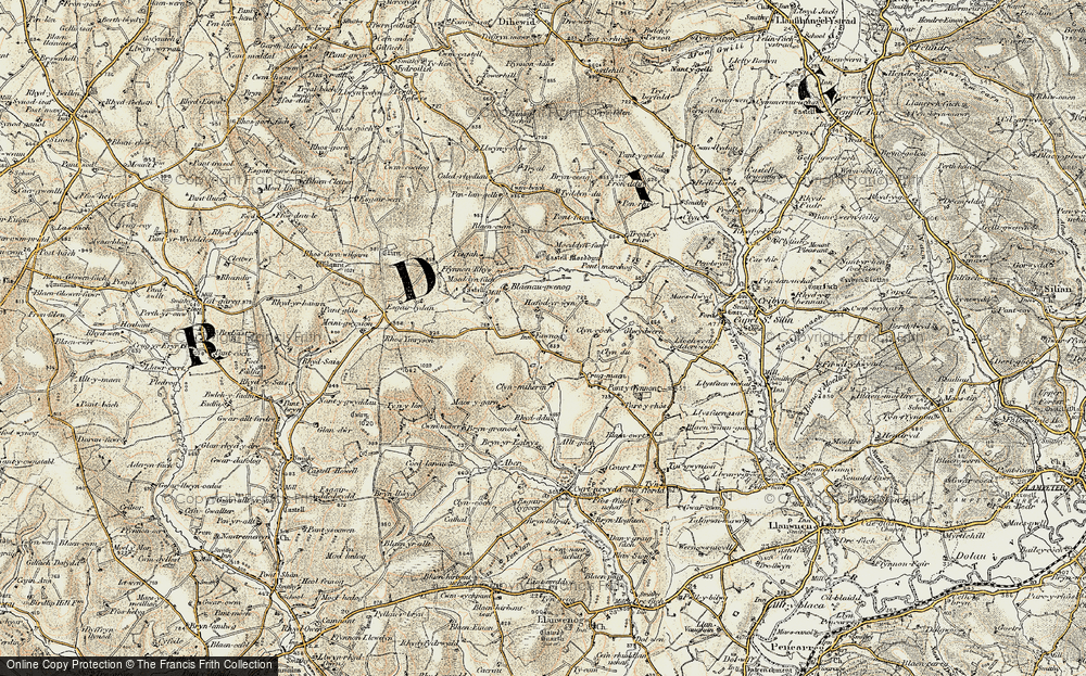 Old Map of Historic Map covering Blaenau-gwenog in 1901