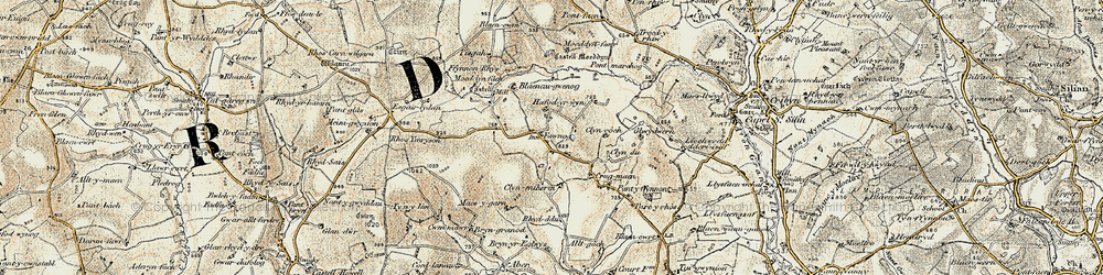 Old map of Blaenau-gwenog in 1901