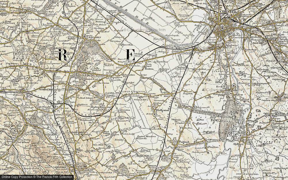 Old Map of Historic Map covering Windmill Hill in 1902-1903