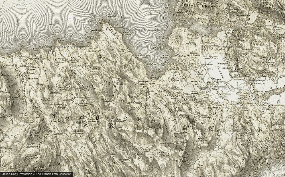 Old Map of Historic Map covering Allt Torr nan Cearc in 1906-1908