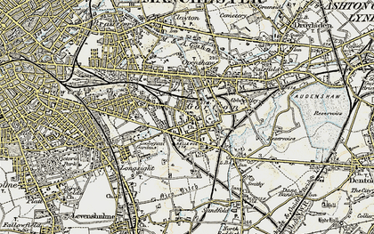 Old map of Gorton in 1903