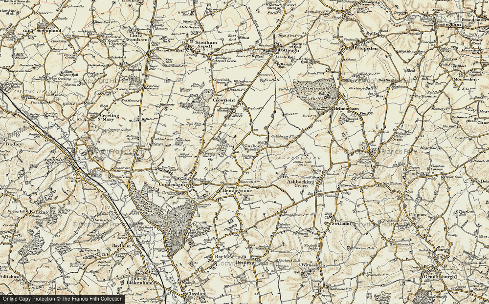 Old Map of Gosbeck, 1898-1901 in 1898-1901