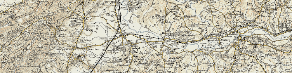 Old map of Brimfieldcross in 1901-1902