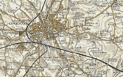 Old map of Gosford Green in 1901-1902
