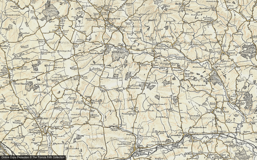 Old Map of Historic Map covering Clopton Hall in 1899-1901