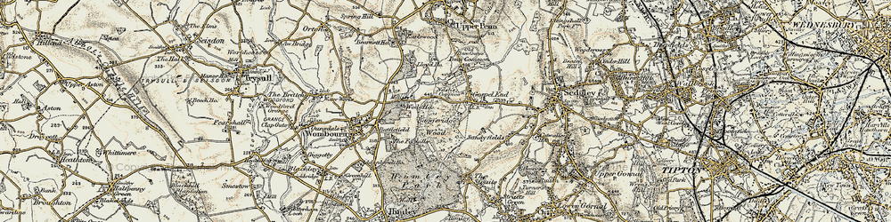 Old map of Gospel End Village in 1902