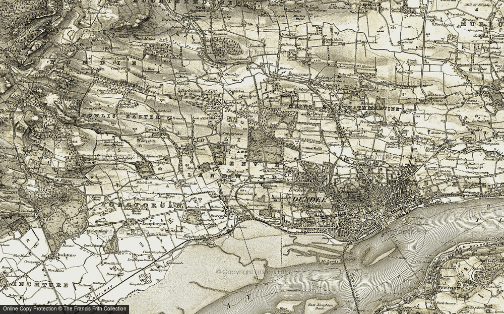 Old Map of Gourdie, 1907-1908 in 1907-1908