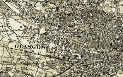 Old map of Govan in 1904-1905