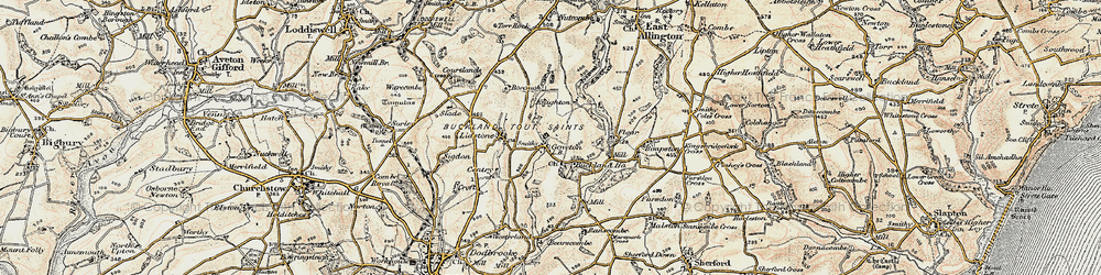 Old map of Buckland-Tout-Saints in 1899