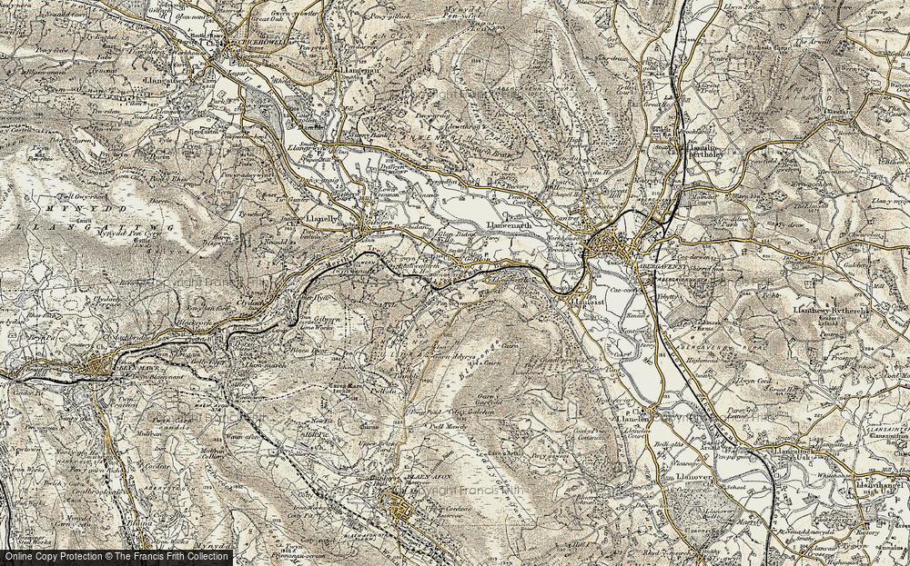 Old Map of Historic Map covering Blorenge in 1899-1900