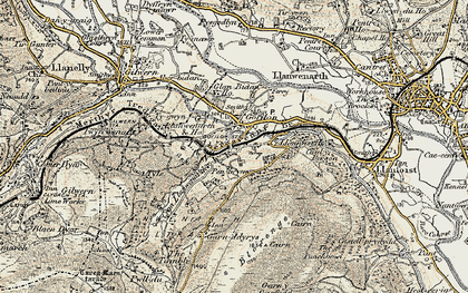 Old map of Govilon in 1899-1900