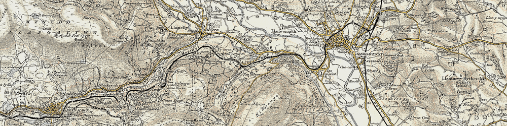 Old map of Govilon in 1899-1900