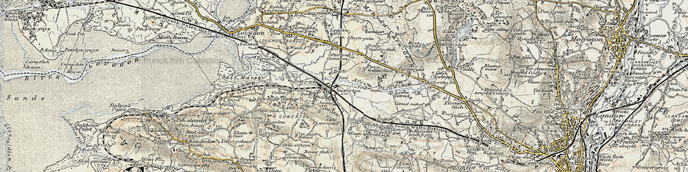 Old map of Gowerton in 1900-1901