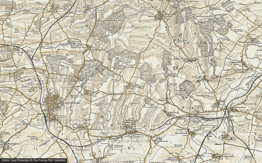 Old Map of Historic Map covering Boughton House in 1901-1902