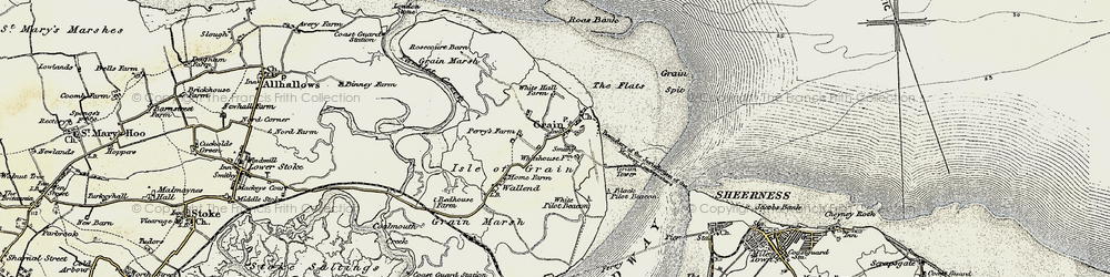 Old map of Lees Marshes in 1897-1898