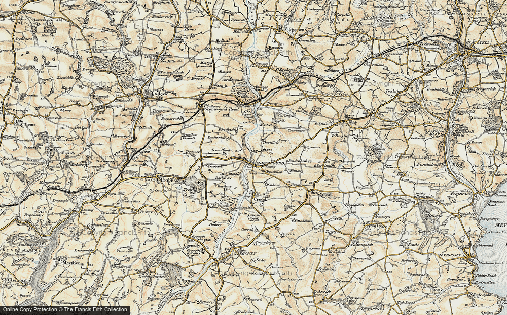 Old Map of Grampound, 1900 in 1900