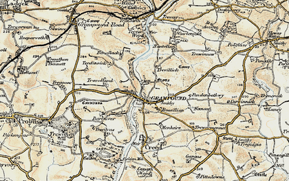 Old map of Grampound in 1900