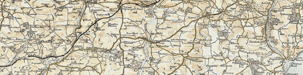 Old map of Grampound in 1900