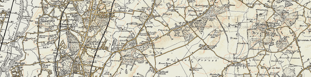 Old map of Grange Hill in 1897-1898