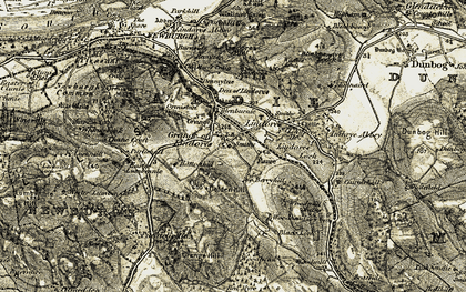 Old map of Grange of Lindores in 1906-1908