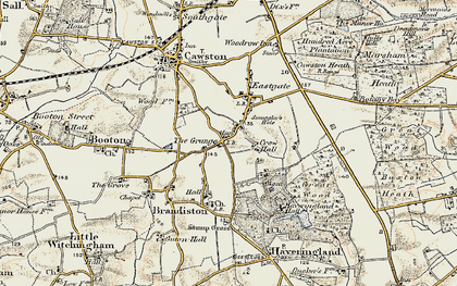Old map of Haveringland Hall in 1901-1902