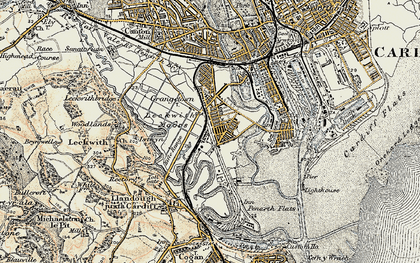 Old map of Grangetown in 1899-1900