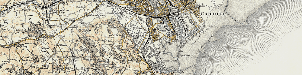 Old map of Grangetown in 1899-1900