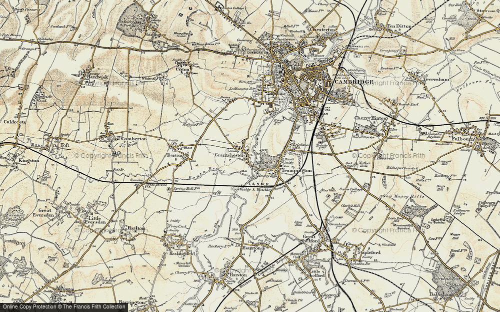 Old Map of Grantchester, 1899-1901 in 1899-1901