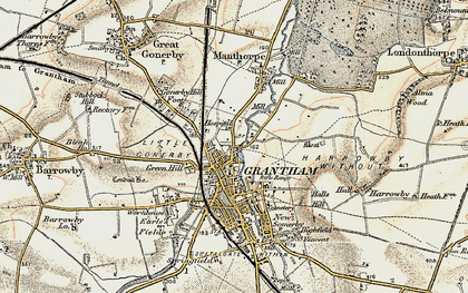 Old map of Grantham in 1902-1903