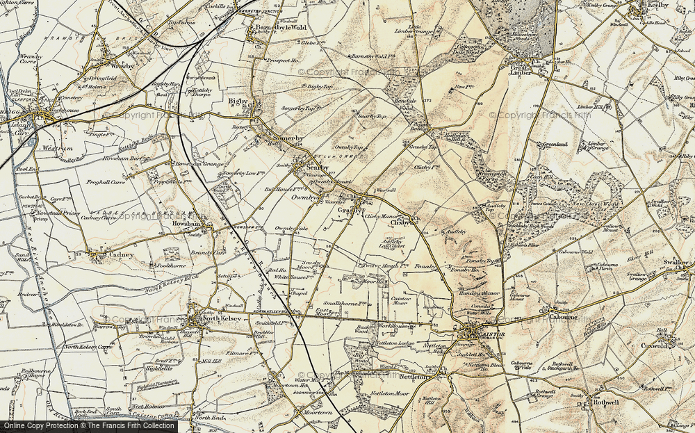 Old Map of Historic Map covering Audleby Low Covert in 1903-1908