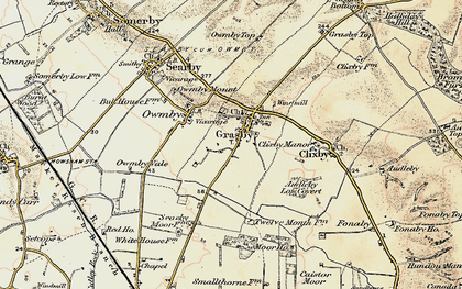 Old map of Grasby in 1903-1908