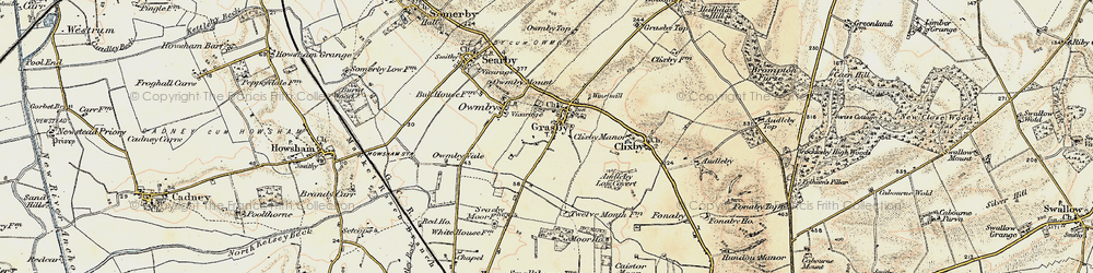 Old map of Grasby in 1903-1908