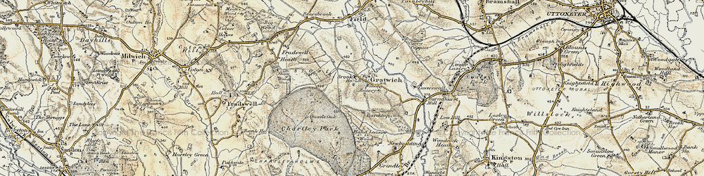 Old map of Gratwich in 1902