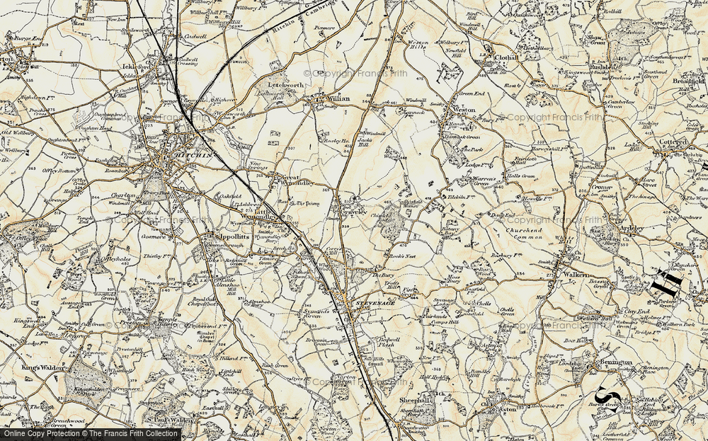 Old Map of Graveley, 1898-1899 in 1898-1899