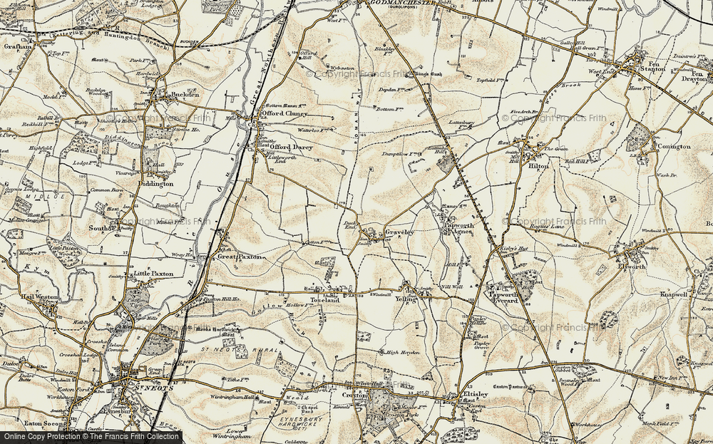 Old Map of Graveley, 1898-1901 in 1898-1901